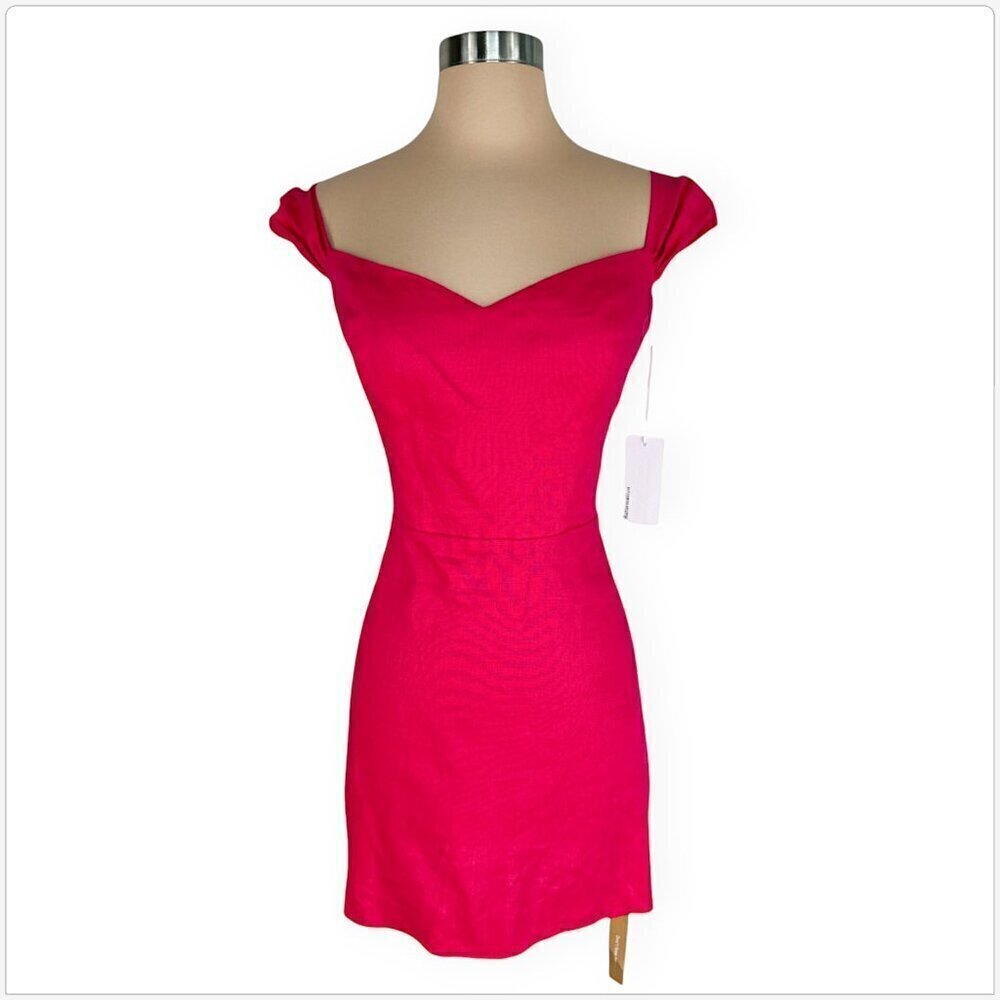 Reformation Gavina Corvette Pink Off the Shoulder Linen Mini Dress NWT New 8 - Picture 4 of 8